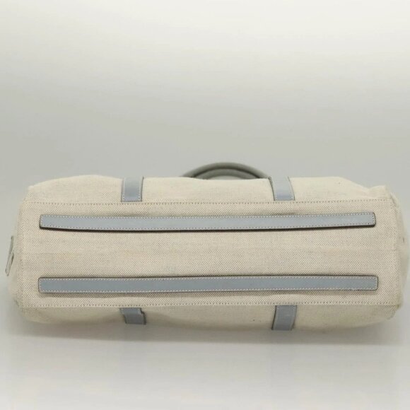 PRADA Tote Bag Canvas Beige Silver Auth 133386 - Picture 6 of 16